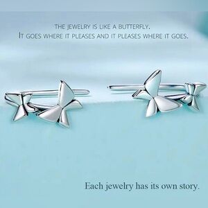 Stamped 925 Sterling silver butterfly stick through earrings
